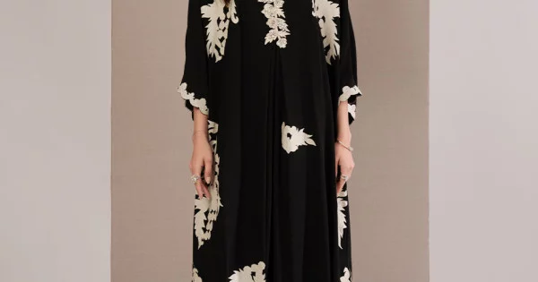 Midnight Muse Embroidered Halter Dress Black
